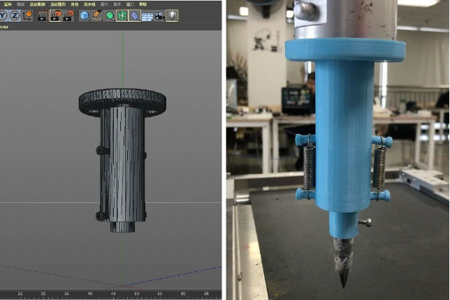 3D模型設計圖 傳智教育老師們設計的機械臂夾筆器和實物